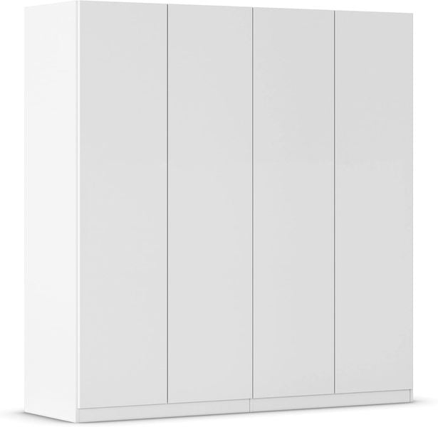 Breiter weisser Modern-Kleiderschrank mit grosszuegigem Stauraum, hochwertiges Garderobenmoebel mit 181 cm Breite
