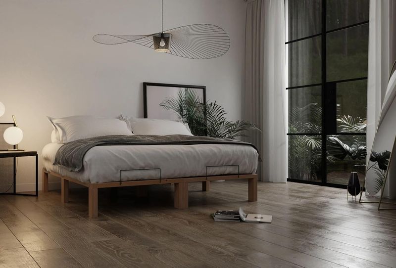 Natuerliches Massivkiefernholz-Doppelbett mit stabilem Lattenrost, klassisches robustes Schlafmoebel 140 x 200 cm
