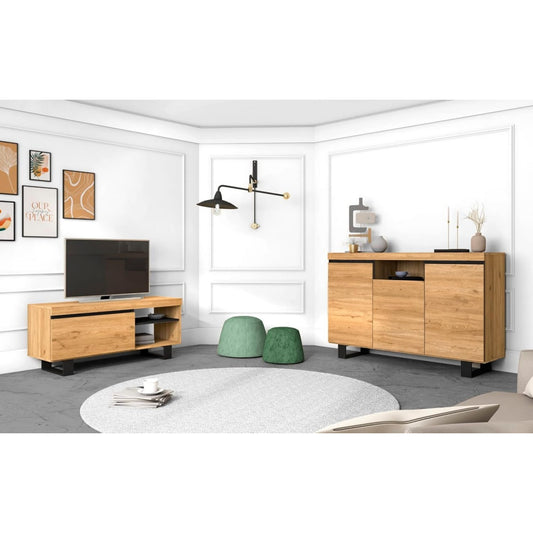 Mobile TV Skraut Home - Set Naturale Sala da Pranzo, Mobile Ausiliario, Credenza-Mobi