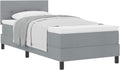 Hellgraues Stoff-Boxspring-Einzelbett mit verstellbarem Kopfteil und komfortabler Schaumstoffmatratze, langlebiges modernes Schlafmoebel 90 x 190 cm