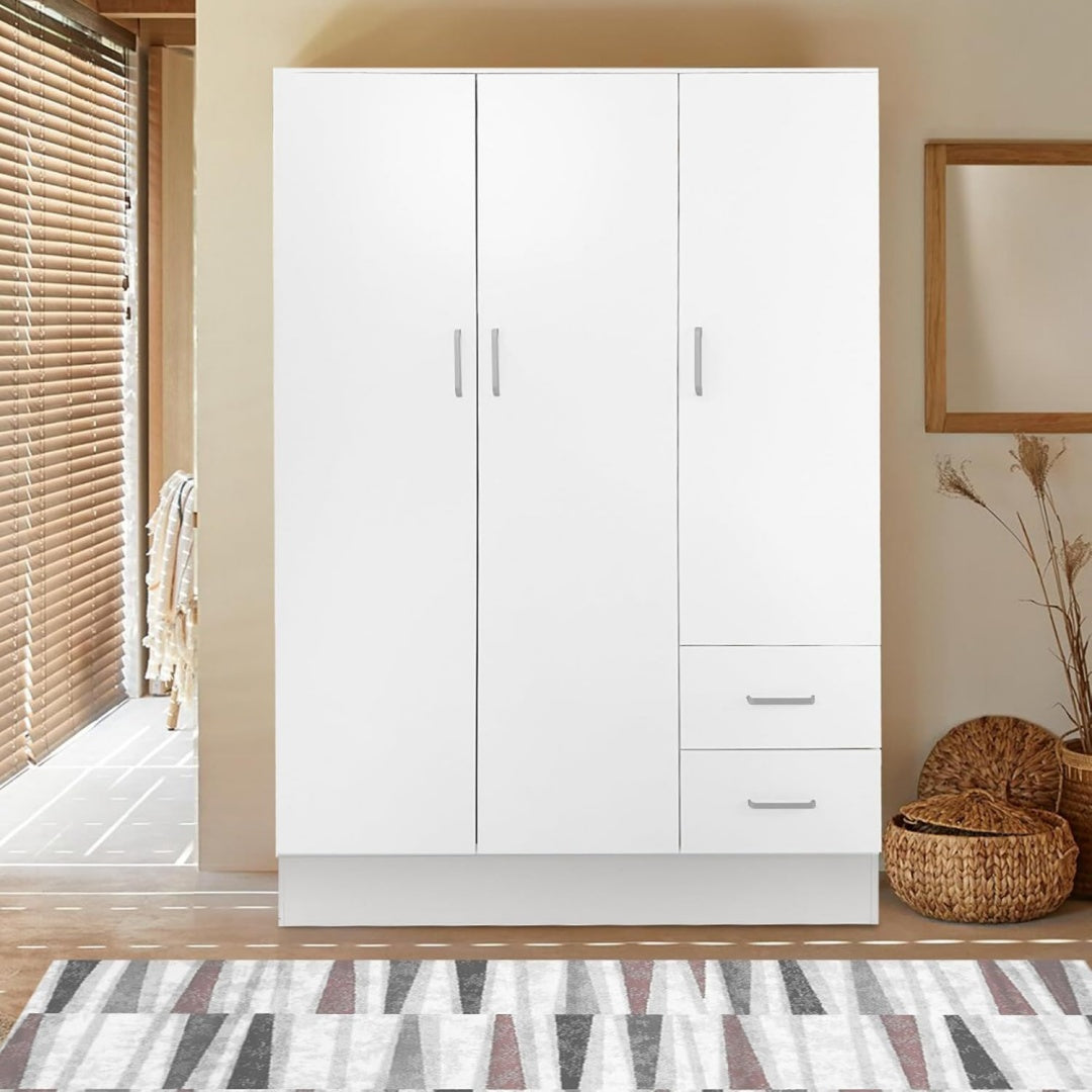 Armadio Bissolo Casa Armadio Multiuso Bianco Opaco 120x50x170 cm con 3 Ante e 2 Cas