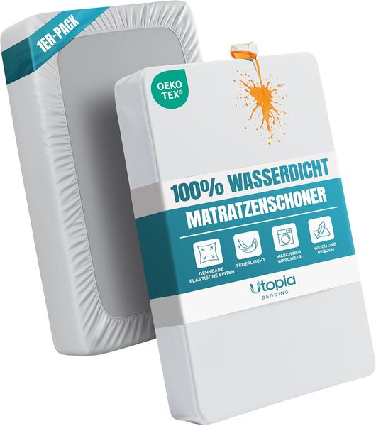 Rundum elastischer wasserdichter Matratzenbezug mit perfekter Passform, flexible Schutzauflage fuer 140 x 200 cm Matratzen