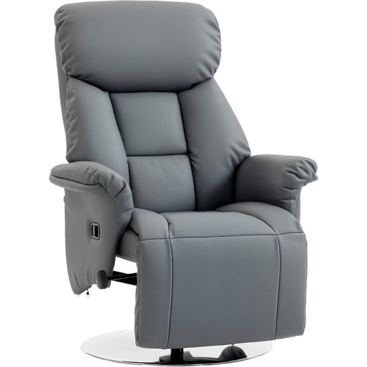 Poltrona Poltrona Relax Girevole 360 con Poggiapiedi, Schienale Alto Grigio