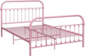 Klassisches rosafarbenes Metall-Doppelbett mit stabilem Lattenrost, zeitloses robustes Ehebett-Gestell fuer Schlafraeume 120 x 200 cm